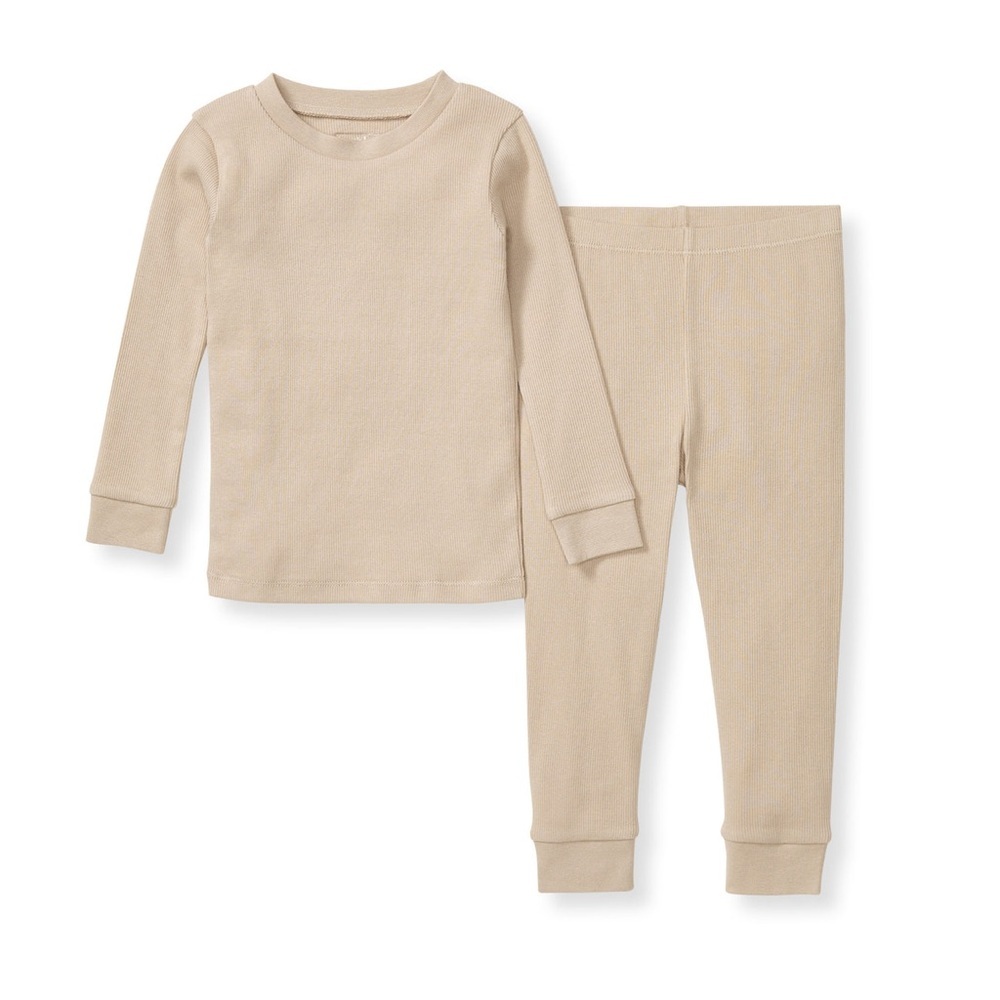 Burt’s bees solid rib organic cotton two-piece pajamas - hummus 5T